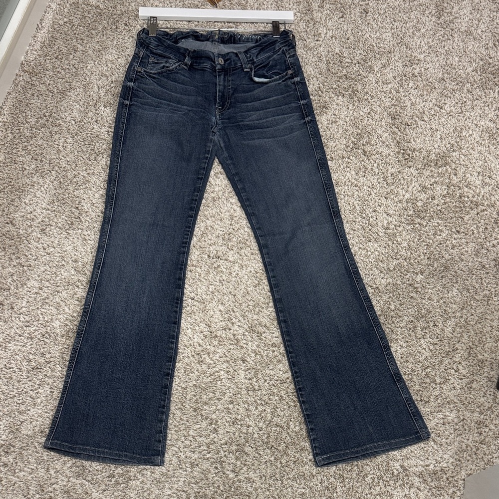 7 For All Mankind Dark Blue Bootcut Jeans Women size 28 Medium Wash Low Rise